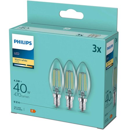 3-pakkaus LED E14 Crown 4,3W (40W) Kirkas 470lm
