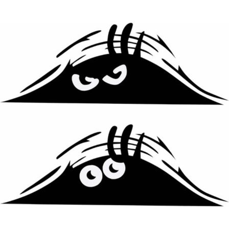 Fonepro 2-pack Spökmonster-dekaler till bil, Spökelfönster-dekaler, Leende och Arg, Svart, Bilklistermärke