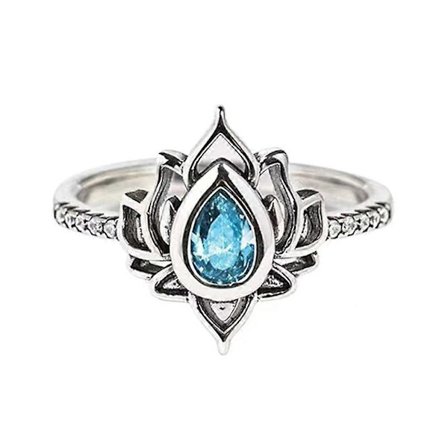 925 Sterling Silver Lotusblomma Ring med Klar Zirkon i Mitten