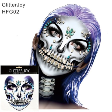 Halloween 1 bit Skull Makeup Party Face Gem Sticker