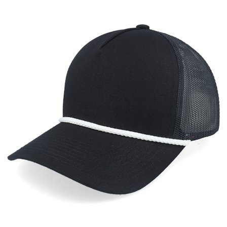 Equip - Svart trucker Caps - Blank Rope Black/White A-frame Trucker @ Hatstore