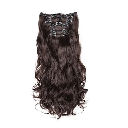 16 Clips Lockiga Hårförlängningar 6 St Mörkbrunt[co]