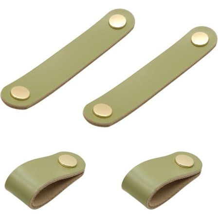 Pieces Lær Håndtak Møbelknotter Lær Håndtak Vindus Lær Dørknotter Garderobe Dørknotter for Skap Møbler. (Lysegrønn)