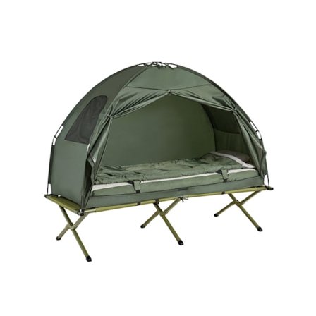 Rootz 4-i-1 campingteltsæt - Pop-up telt - Transportabel lejrseng - Udendørs liggestol - Holdbar Oxford Nylon - Myggebeskyttelse - Nem montering - L19