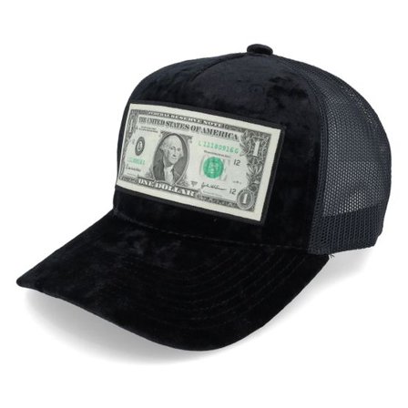 Calza Pennello - Svart trucker Keps - Dollar Bill Velvet Black A-frame Trucker @ Hatstore