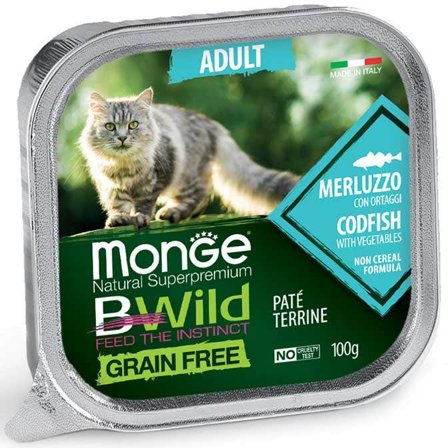 Monge B Wild Grain Free Merluzzo Con Ortaggi Cibo Umido Per Gatti