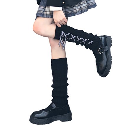 Pentagram Asymmetrisk Indersål Strikkede Striber Y2K Stil Vide Ben Indersål Piger Lolita Udklædning Indersål