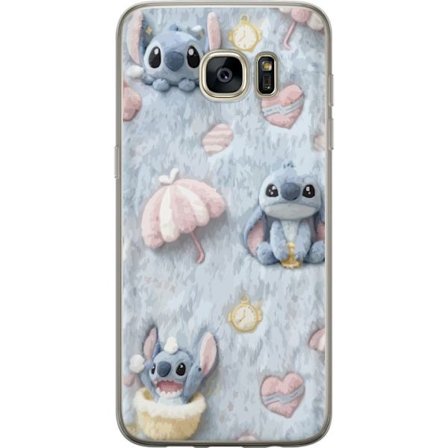 Yhteensopiva Puhelinkuori Samsung Galaxy S7 edge Pisto kuvioita sydämillä, sateenvarjoilla ja pastellin värisellä pehmeällä taustalla