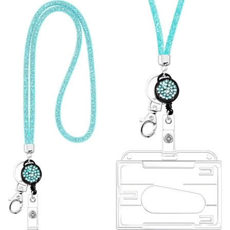 Avaimenperä kaulanauhalla, avaimenperä, kristalli kaulanauha, kaulakoru, korttikotelo (taivaansininen) Sky blue