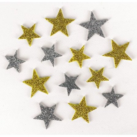 Mossklistermärken Glitterstjärnor 72 stycken