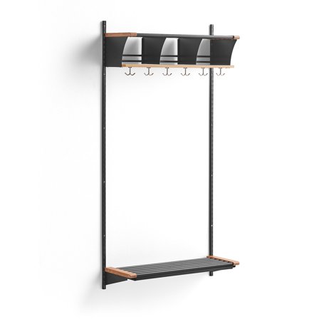 Garderobenschrank JEPPE mit 3 Fächern, Grundelement, 1790x900x310 mm, Dunkelgrau/Eiche