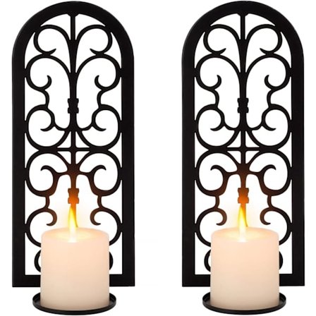 Set med 2 Metallväggljusstakar Hängande Ljusstakehållare för Vardagsrum, Badrum, Hall, Entré, Spis