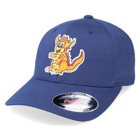 Kiddo Cap - Blå flexfit Keps - Kids Paxie The Crocosaur Dino Patch Navy Flexfit @ Hatstore