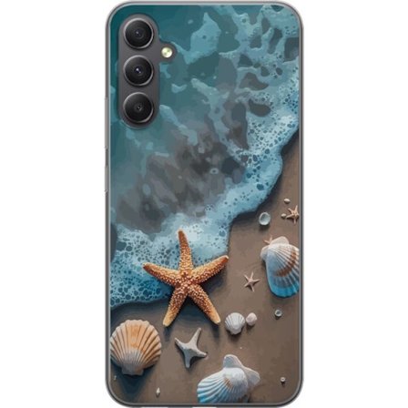 Kompatibel Mobilcover til Samsung Samsung Galaxy S23 FE Havstjerne ved havet med snegle stranddesign i rolige blå toner inspireret af sommernatur og