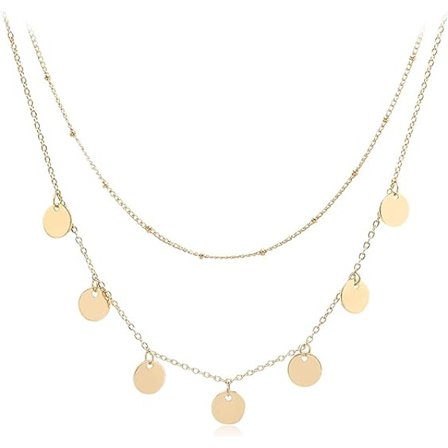 Flerskiktade chokerhalsband handgjorda mynt rör stjärnpärla hänge flerskiktade justerbara