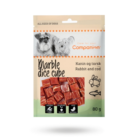 Companion - Companion Marble Dice Cube Kanin & Torsk 80g - Matskål, hundgodis & tuggisar