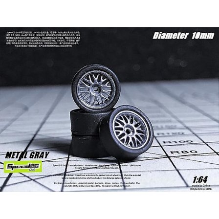 Speedcg 1/64 ABS-hjul med gummihjul Type C Modifiserte deler Diameter 10mm For modellbil Racing Vehicle Toy Hotwheels Tomica