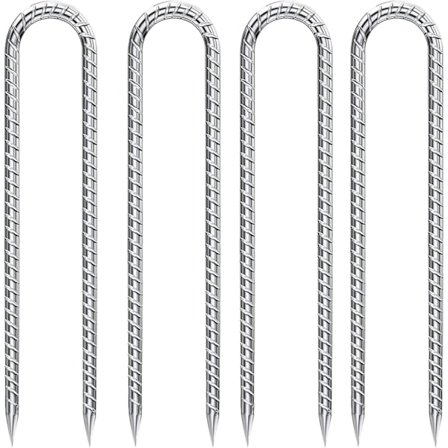 Jordspyd U-krok Galvanisert Stål Jordanker, Kraftige Jordspyd, Plantenagler, for Hagegjerde Markise Jordanker