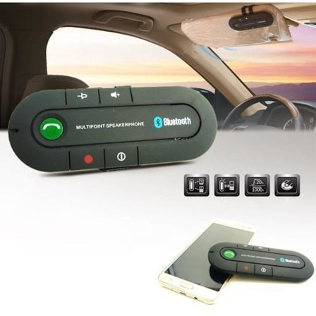 Bluetooth Handsfree Bilsett for Smartphone Solskjerm Høyttalertelefon (SVART)