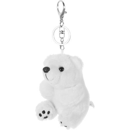 Plysj Isbjørn Nøkkelring Kosedyr Nøkkelring Hvit Bjørn Anheng Ornament Bil Nøkkelring Passer for Jenter og Kvinner