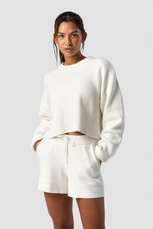 Soft Knit Oversized Cropped Crewneck White