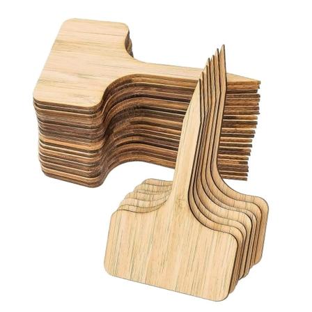 50 stk Bambus plantetiketter, plantetikett tre T-type markører for hagepotteplanter (3,9x2,4 tommer/10x6 cm)