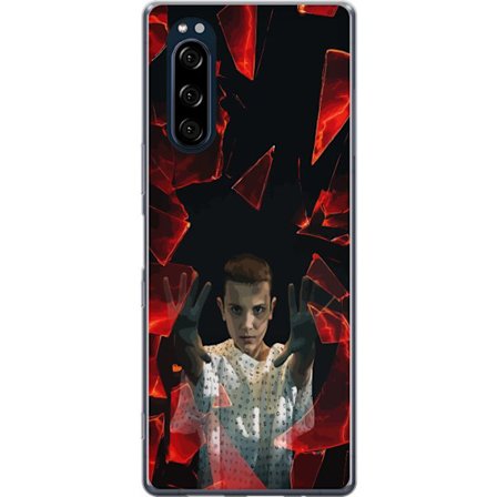 Yhteensopiva Puhelinkuori Sony Xperia 5 Yliluonnollinen tyttö, jolla on telekineettisiä voimia ja leijailevia punaisia lasipaloja dramaattisessa koh