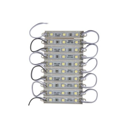 1X10 st 5050 SMD 3 LED-modulsträngljus Vattentät DC 12V Kallt vitt
