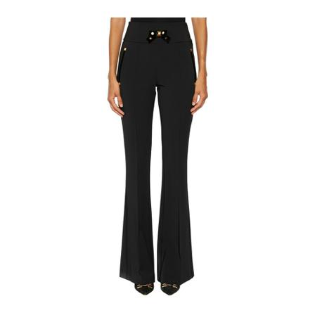 Elisabetta Franchi, Wide Trousers Zwart, Dames, Maat:S