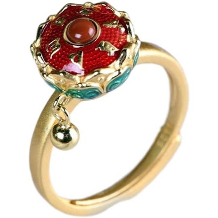Buddhistisk tibetansk bønnehjulring Lykke 7 chakraer ring Blomster ring Åpen roterende Unis for gaver Justerbare ringer