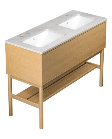 Gustavsberg Ducentic GB71DCVU12ARSG22LF Kommode med bein, 120 cm, lys eik/grå sten, 2 kummer Lys eik/Grå stein, Baderom