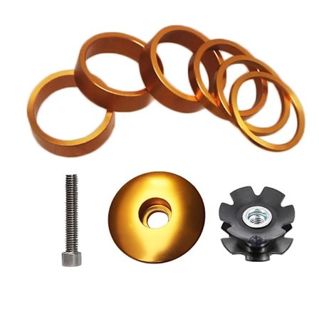 Headset Spacer med Stem Top Cap, Headset Star Nut Guld Farve