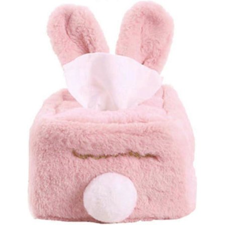 Plys Blød Kleenexboks Holder Bærer Kanin Bomuld Dyr Stil Kleenex Dispenser Boks til Værelse Bil Sofa Soveværelse (Pink Firkant)