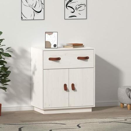 Vidaxl Skänk Vit 65,5x40x75 Cm Massiv Furu Vit