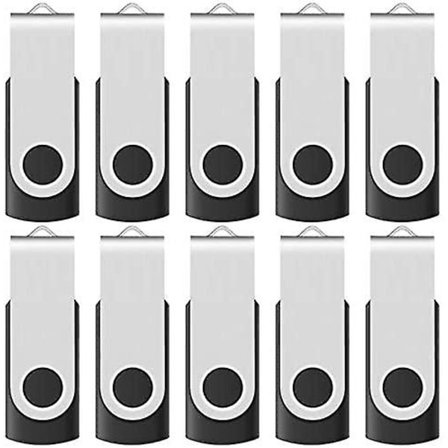 16GB USB 2.0 Flash Memory Stick Drev Drejelige Thumb Drives Bulk 10 Pakke, Med LED-indikator, (Sort)