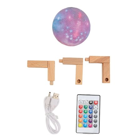 Kuu Lamppu 3D Avaruus Kuu Valo 16 Väriä Kaukosäädin Kosketusohjaus Jalustalla Sisustuslamppu Makuuhuone Koti