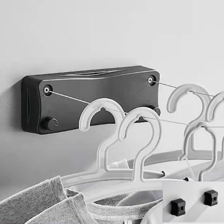 Inntrekkbar klesvask for innendørs (svart), inntrekkbar klesvask 5,2 m, rustfritt stål klesvask for utendørs, for soverom, bad, balkong, hage klesvask