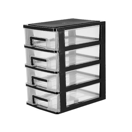 Stærk plast 4 skuffer mini tårn opbevaringsenhed hjem/kontor/soveværelse skab