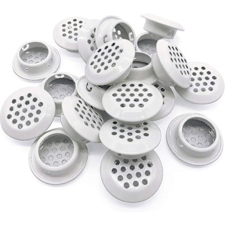 20 stk Luftventiler 25mm Sirkulær Soffit Ventil Rustfritt Stål Rund Ventil Mesh Hull Louvre For Kjøkken Baderom Skap Garderobe (hvit)