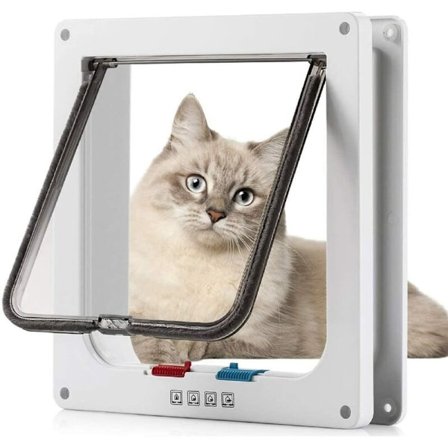 Kattelem til husdyr med 4-vejs magnetisk lukning til katte, store hunde 23,5, 25, 5,4 cm, hundeholder, kattelem, nem installation med teleskopisk fra