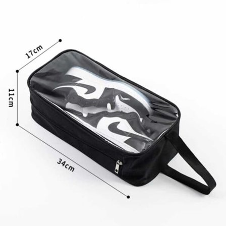 Sko-veske med vindu – Oppbevaringspose for sko, skopose for reise, svart—pa