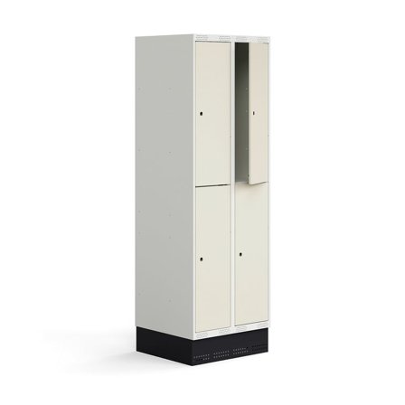 Student locker ROZ, 2 modules, 4 doors, incl. base, 1890x600x550 mm, beige