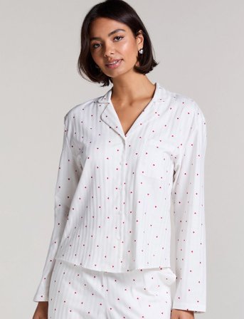 Hunkemöller Jacket Ls Co Jacquard Hearts - White - L