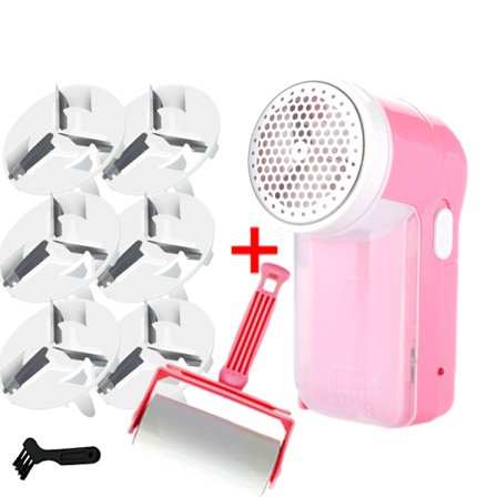 Oppladbar lo-fjerner - med 6 ekstra blader og lo-rulle (rosa)