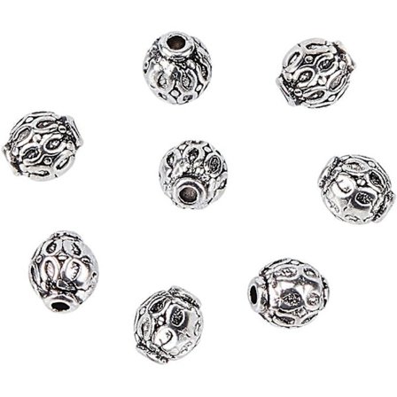200 st Rund Distanspärlor Tibetansk Legering Antik Silver Metall Distanspärlor Charm Pärlor för Armband Halsband DIY Smyckestillverkning 6mm Hål: 