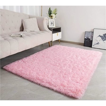Moderne bløde fluffy stuegulvtæpper egnet til børneværelse boligindretning soveværelse indretning ultra bløde tæpper (pink, 80x160cm)