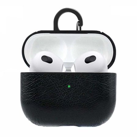 AirPods 3 Väska Fodral Skyddsfodral Skinn Läder Svart