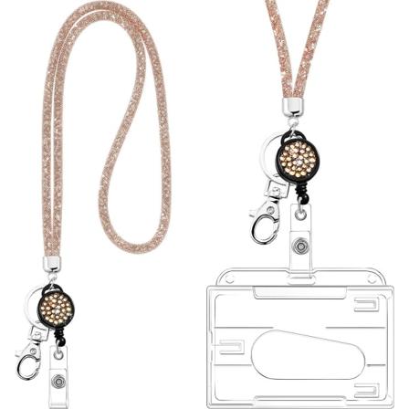 Lanyard för lärare med avtagbar ID-korthållare och nyckelring, pärlad söt