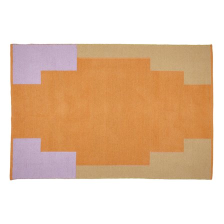 Honey Tæppe - Beige/Lilla/Orange - 140x200cm, Blødt Bomuldstæppe, Vendbart Design - Perfekt til Stue & Soveværelse - 200x140x1cm