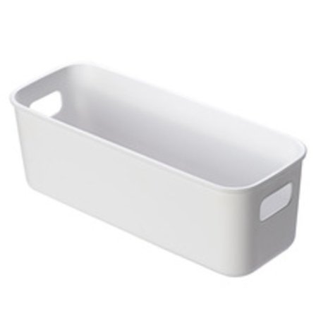 3 stk. Opbevaringskasser, Plast Organiseringskasser, Små Opbevaringskurve med Håndtag til Køkken, Garderobe, Kontor, Badeværelse, 24×9,5×7,5 cm